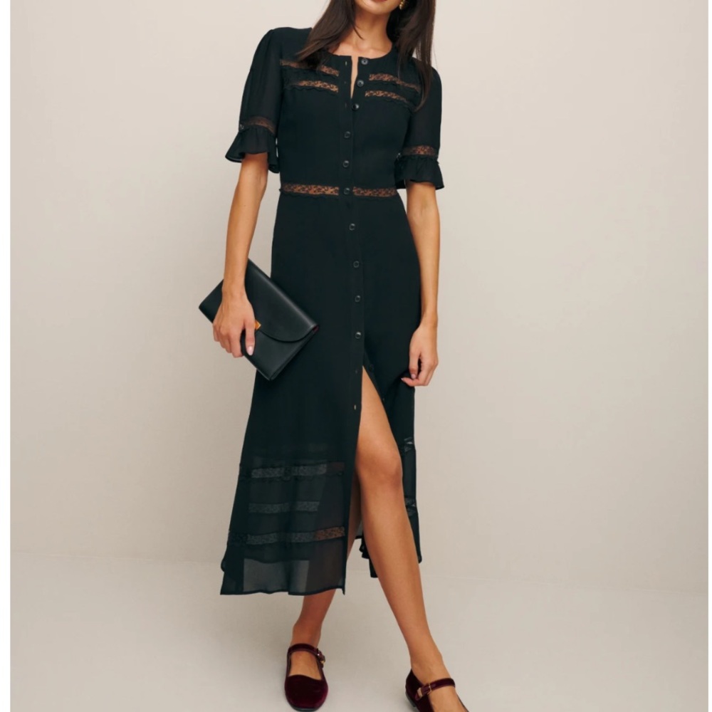 NWT Anthropologie Reformation Black Woodson Dress Size 8🖤